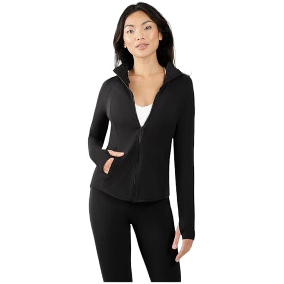 Yogalicious Black Full Zipper Slimming Long Sleeve Jacket Top, M - Picture 1 of 11
